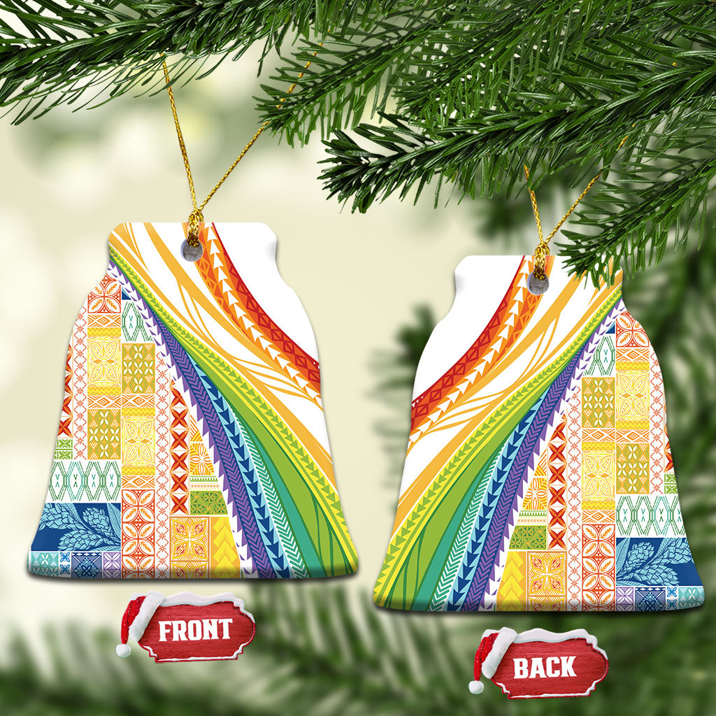 Pasifika Samoa Siapo Malu Tattoo Inspired Ceramic Ornament Fa'afafine Rainbow Theme