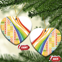 Pasifika Samoa Siapo Malu Tattoo Inspired Ceramic Ornament Fa'afafine Rainbow Theme