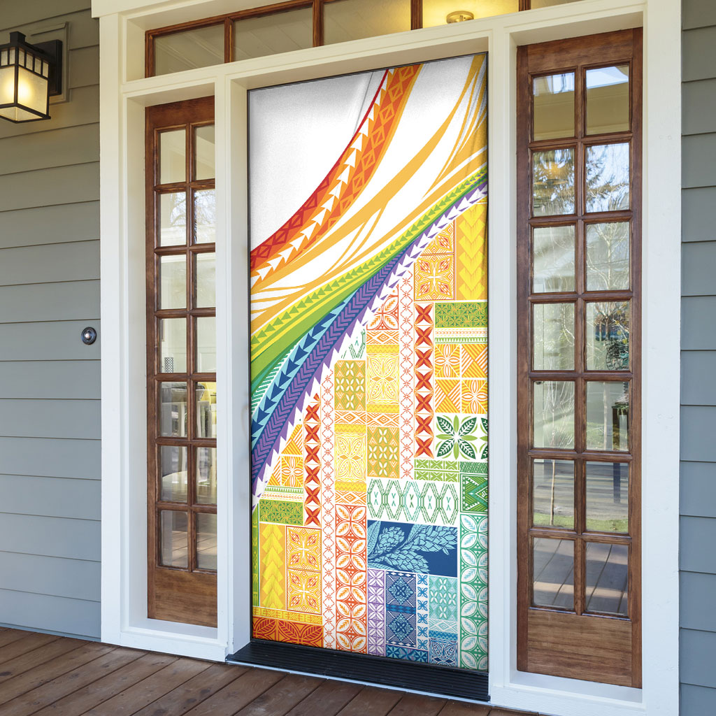 Pasifika Samoa Siapo Malu Tattoo Inspired Door Cover Fa'afafine Rainbow Theme
