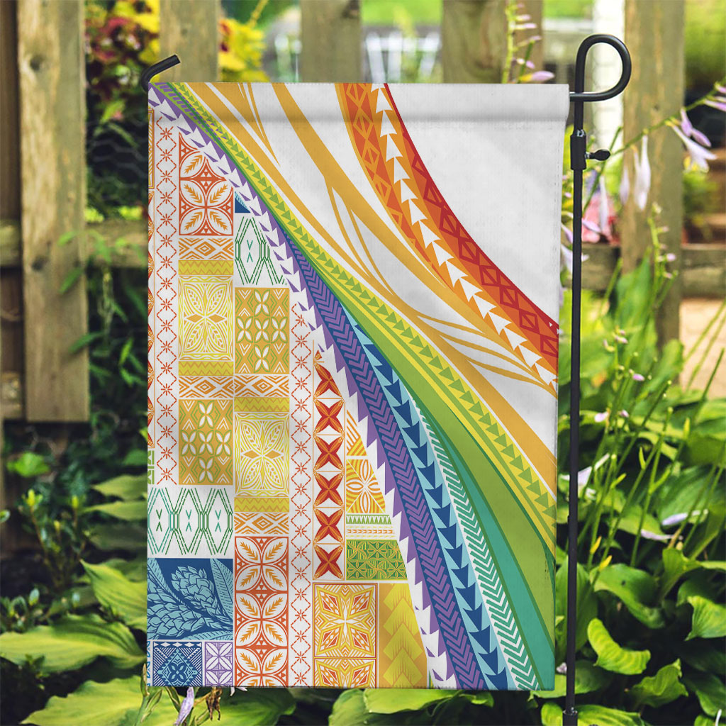 Pasifika Samoa Siapo Malu Tattoo Inspired Garden Flag Fa'afafine Rainbow Theme