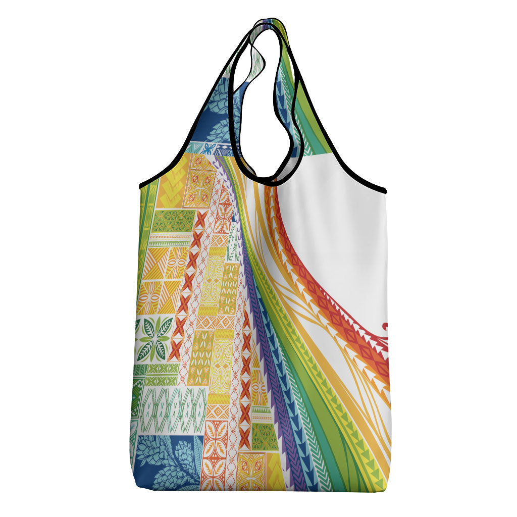 Pasifika Samoa Siapo Malu Tattoo Inspired Grocery Bag Fa'afafine Rainbow Theme