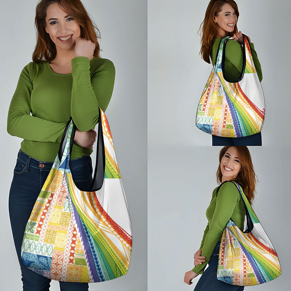 Pasifika Samoa Siapo Malu Tattoo Inspired Grocery Bag Fa'afafine Rainbow Theme