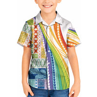 Pasifika Samoa Siapo Malu Tattoo Inspired Kid Hawaiian Shirt Fa'afafine Rainbow Theme
