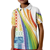 Pasifika Samoa Siapo Malu Tattoo Inspired Kid Polo Shirt Fa'afafine Rainbow Theme