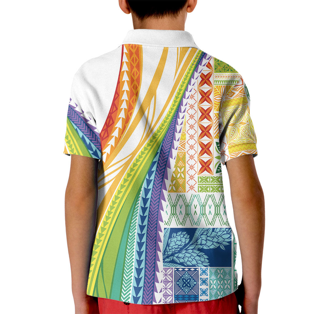 Pasifika Samoa Siapo Malu Tattoo Inspired Kid Polo Shirt Fa'afafine Rainbow Theme