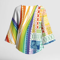Pasifika Samoa Siapo Malu Tattoo Inspired Kimono Sleeve Blouse Fa'afafine Rainbow Theme