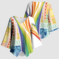 Pasifika Samoa Siapo Malu Tattoo Inspired Kimono Sleeve Blouse Fa'afafine Rainbow Theme