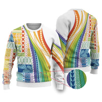 Pasifika Samoa Siapo Malu Tattoo Inspired Ugly Christmas Sweater Fa'afafine Rainbow Theme