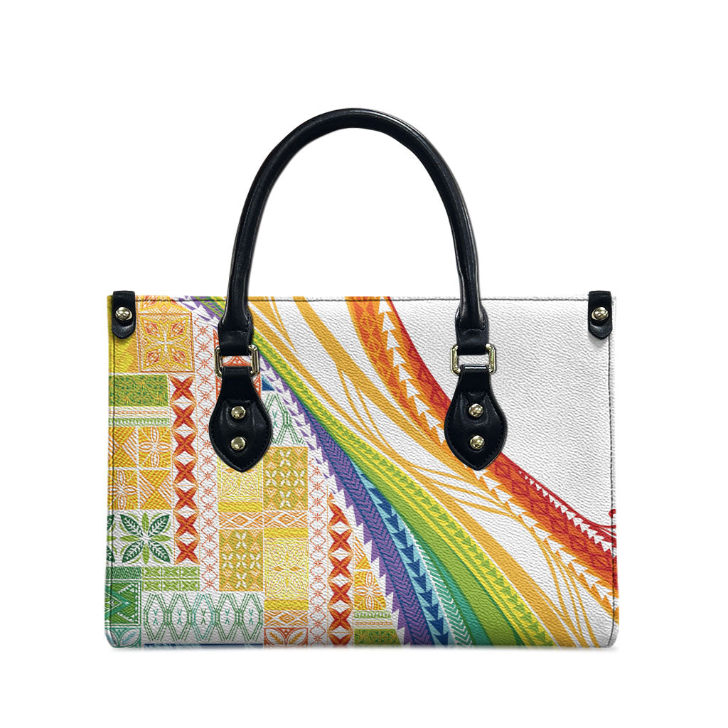 Pasifika Samoa Siapo Malu Tattoo Inspired Leather Bag Fa'afafine Rainbow Theme