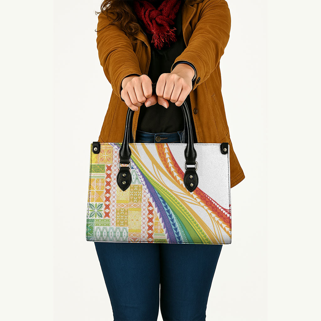 Pasifika Samoa Siapo Malu Tattoo Inspired Leather Bag Fa'afafine Rainbow Theme