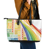 Pasifika Samoa Siapo Malu Tattoo Inspired Leather Tote Bag Fa'afafine Rainbow Theme