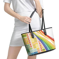 Pasifika Samoa Siapo Malu Tattoo Inspired Leather Tote Bag Fa'afafine Rainbow Theme