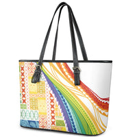 Pasifika Samoa Siapo Malu Tattoo Inspired Leather Tote Bag Fa'afafine Rainbow Theme