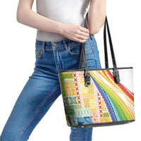 Pasifika Samoa Siapo Malu Tattoo Inspired Leather Tote Bag Fa'afafine Rainbow Theme