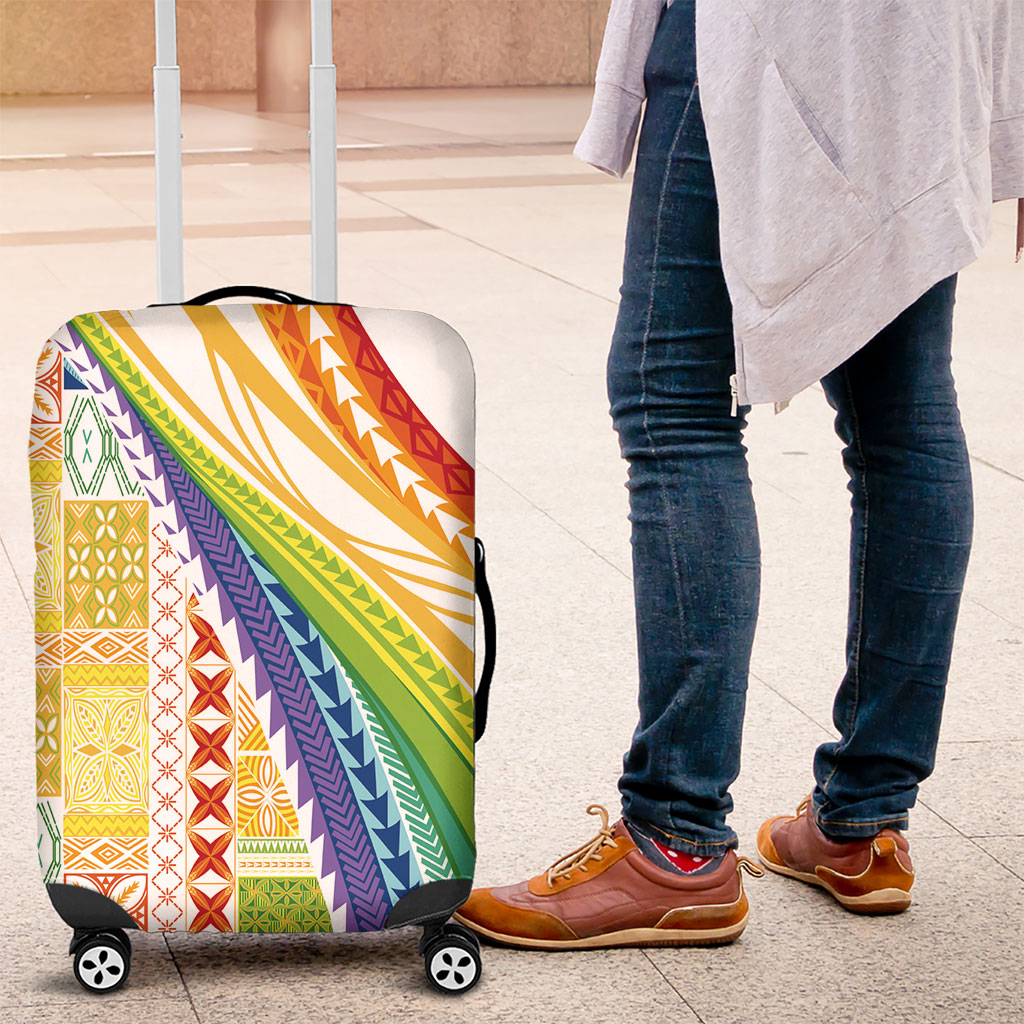 Pasifika Samoa Siapo Malu Tattoo Inspired Luggage Cover Fa'afafine Rainbow Theme