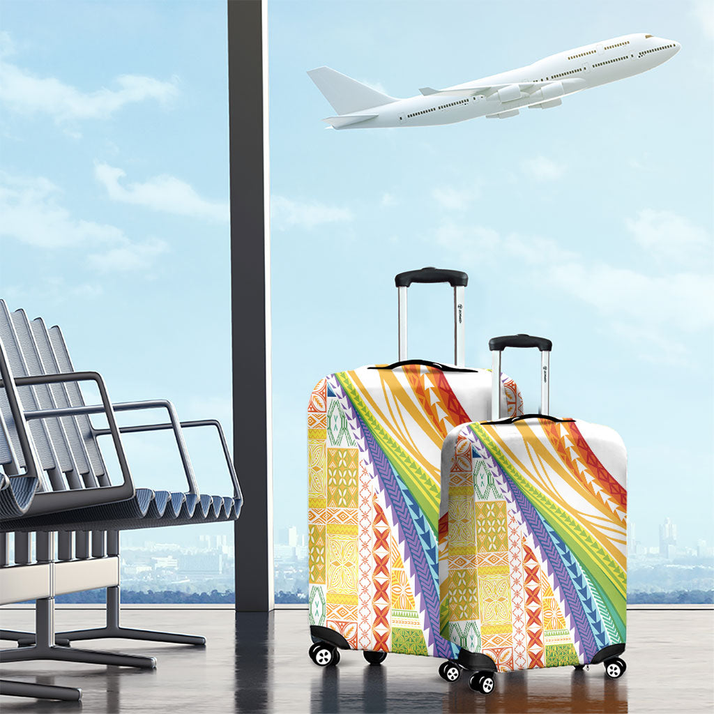 Pasifika Samoa Siapo Malu Tattoo Inspired Luggage Cover Fa'afafine Rainbow Theme