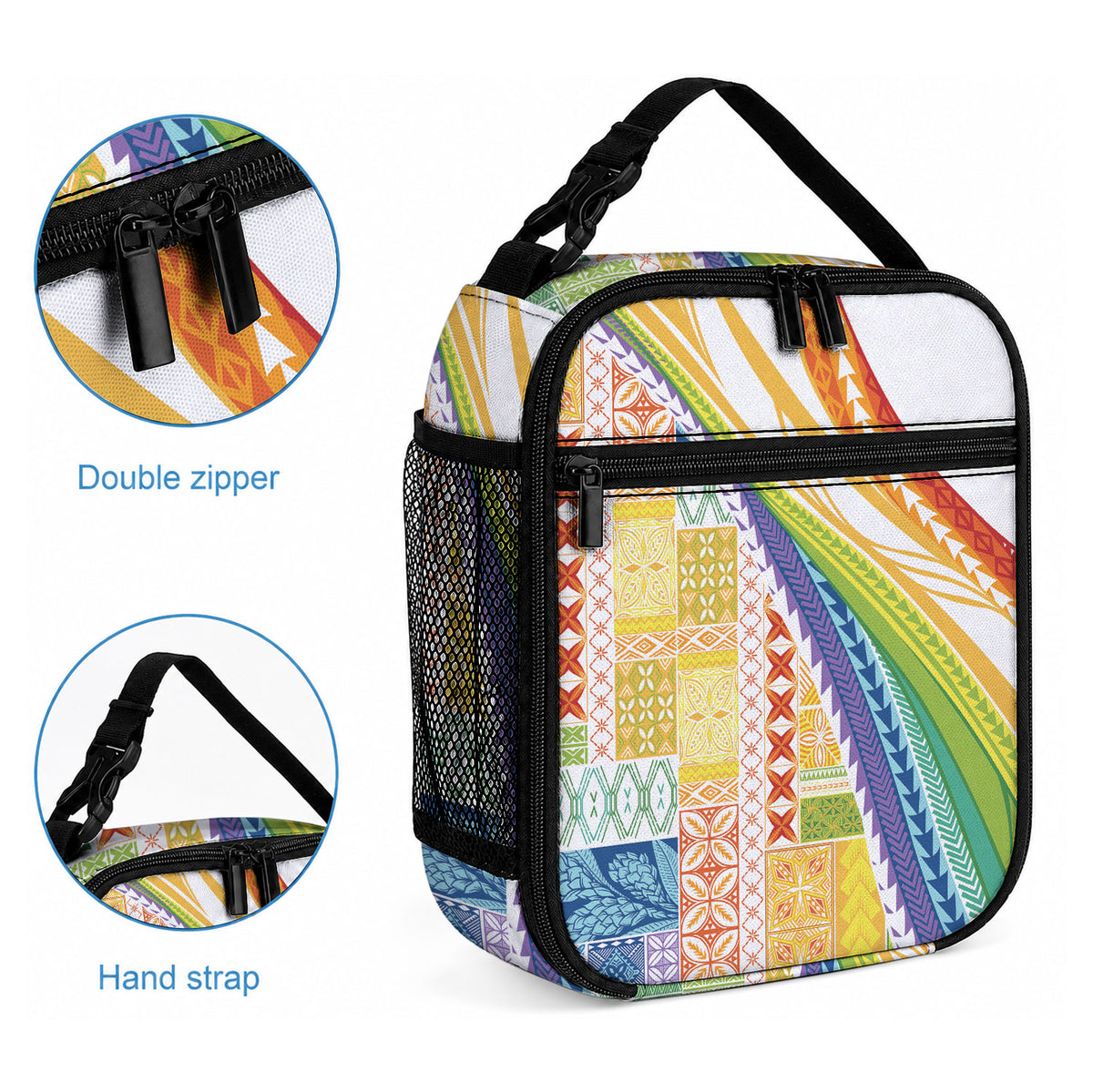 Pasifika Samoa Siapo Malu Tattoo Inspired Lunch Bag Fa'afafine Rainbow Theme
