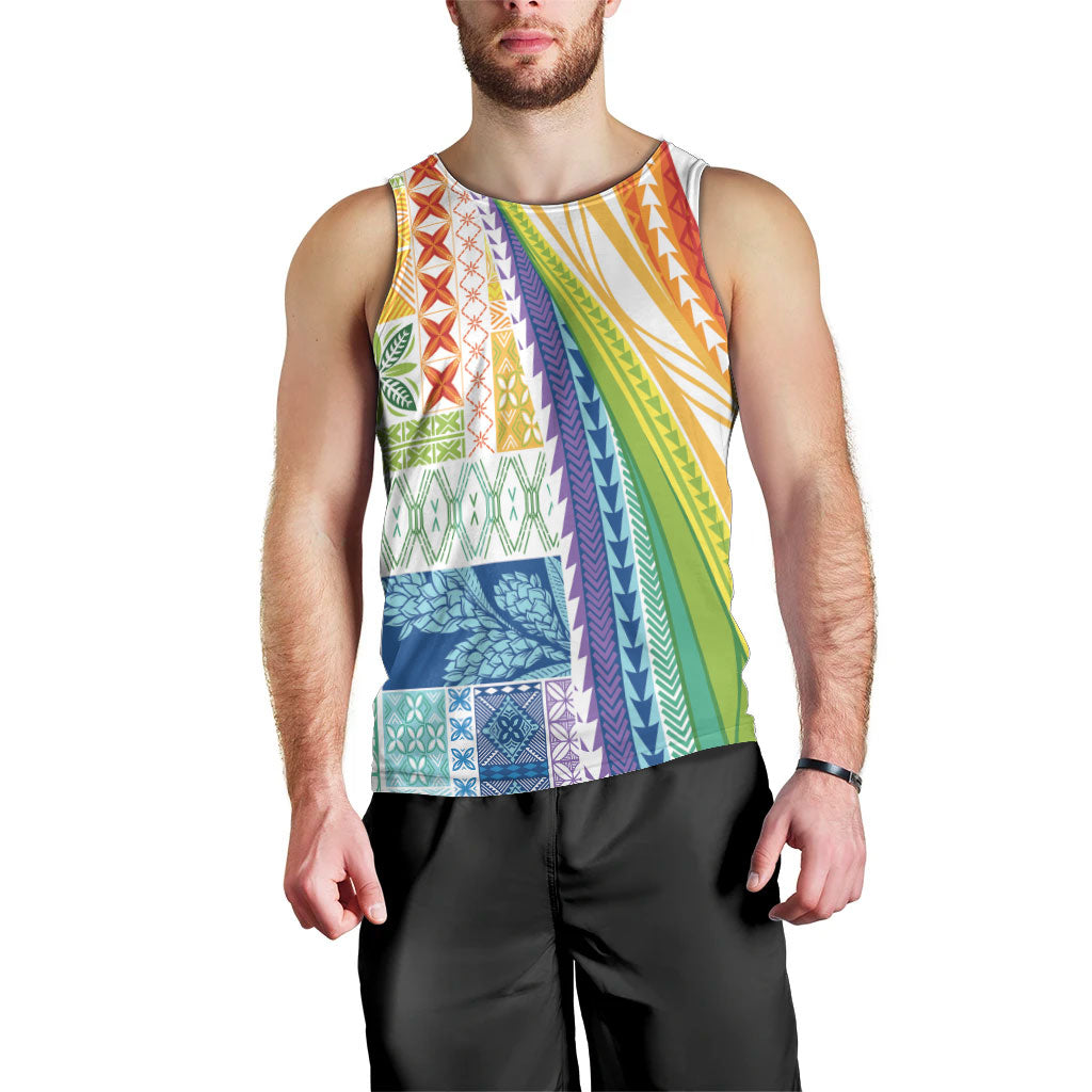 Pasifika Samoa Siapo Malu Tattoo Inspired Men Tank Top Fa'afafine Rainbow Theme