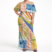 Pasifika Samoa Siapo Malu Tattoo Inspired Off Shoulder Maxi Dress Fa'afafine Rainbow Theme