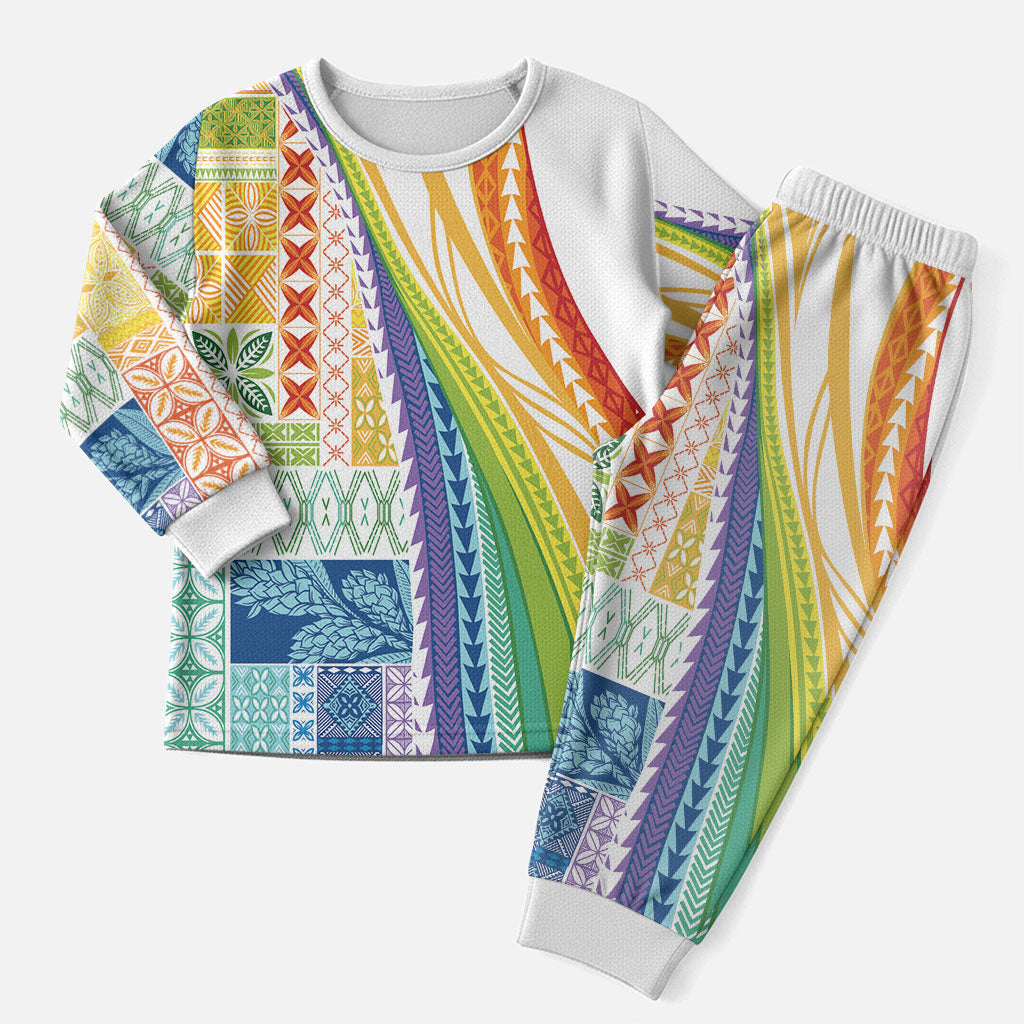 Pasifika Samoa Siapo Malu Tattoo Inspired Christmas Pajama Set Fa'afafine Rainbow Theme LT7 Men Multicolor - Polynesian Pride