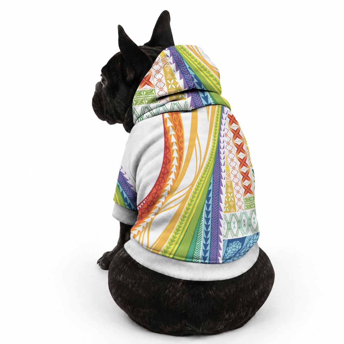 Pasifika Samoa Siapo Malu Tattoo Inspired Pet Hoodie Fa'afafine Rainbow Theme