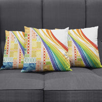 Pasifika Samoa Siapo Malu Tattoo Inspired Pillow Cover Fa'afafine Rainbow Theme