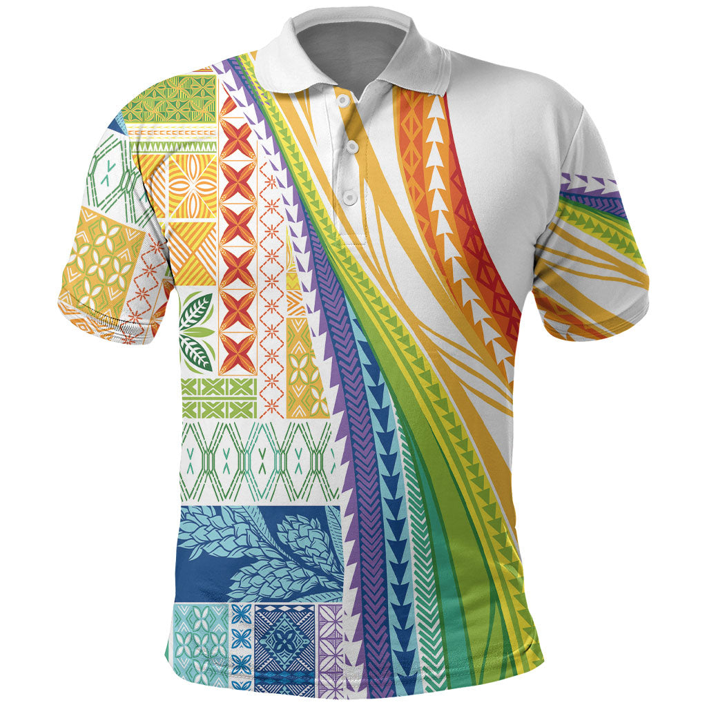 Pasifika Samoa Siapo Malu Tattoo Inspired Polo Shirt Fa'afafine Rainbow Theme LT7 Multicolor - Polynesian Pride