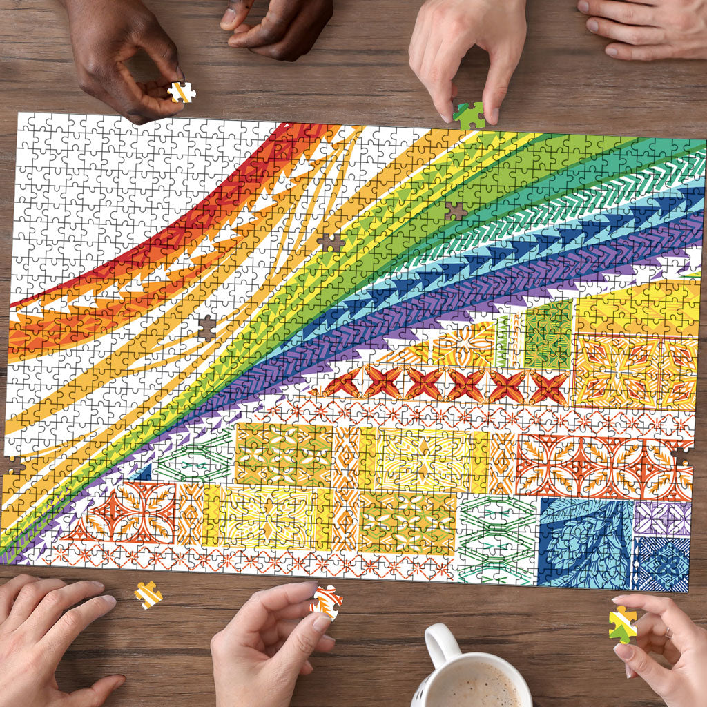 Pasifika Samoa Siapo Malu Tattoo Inspired Puzzle Fa'afafine Rainbow Theme
