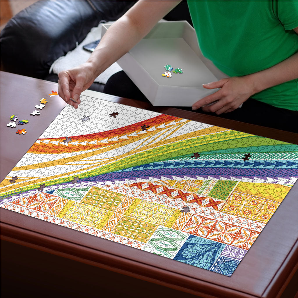 Pasifika Samoa Siapo Malu Tattoo Inspired Puzzle Fa'afafine Rainbow Theme