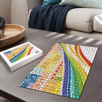Pasifika Samoa Siapo Malu Tattoo Inspired Puzzle Fa'afafine Rainbow Theme