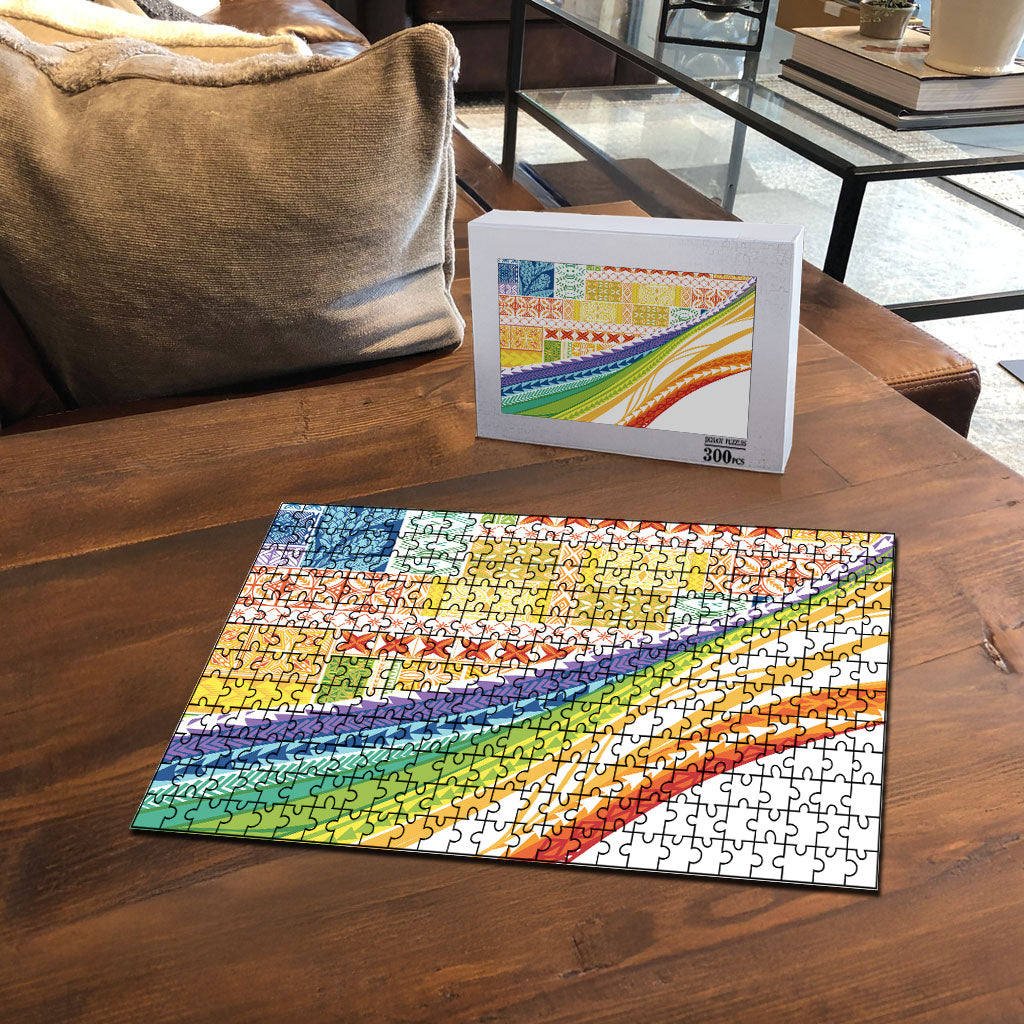 Pasifika Samoa Siapo Malu Tattoo Inspired Puzzle Fa'afafine Rainbow Theme