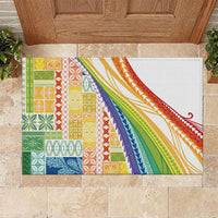 Pasifika Samoa Siapo Malu Tattoo Inspired Rubber Doormat Fa'afafine Rainbow Theme