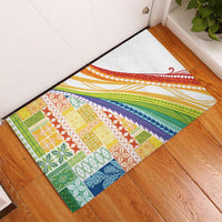 Pasifika Samoa Siapo Malu Tattoo Inspired Rubber Doormat Fa'afafine Rainbow Theme