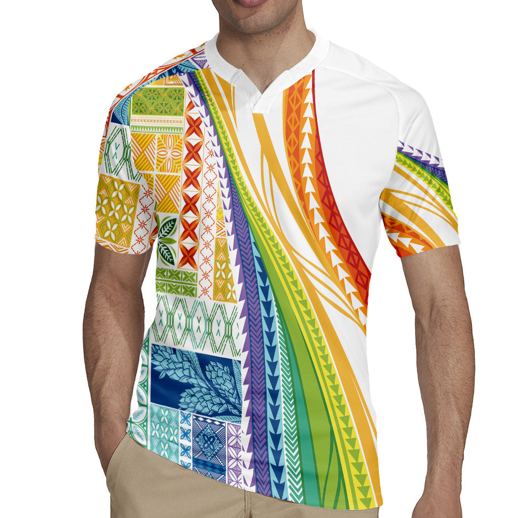 Pasifika Samoa Siapo Malu Tattoo Inspired Rugby Jersey Fa'afafine Rainbow Theme