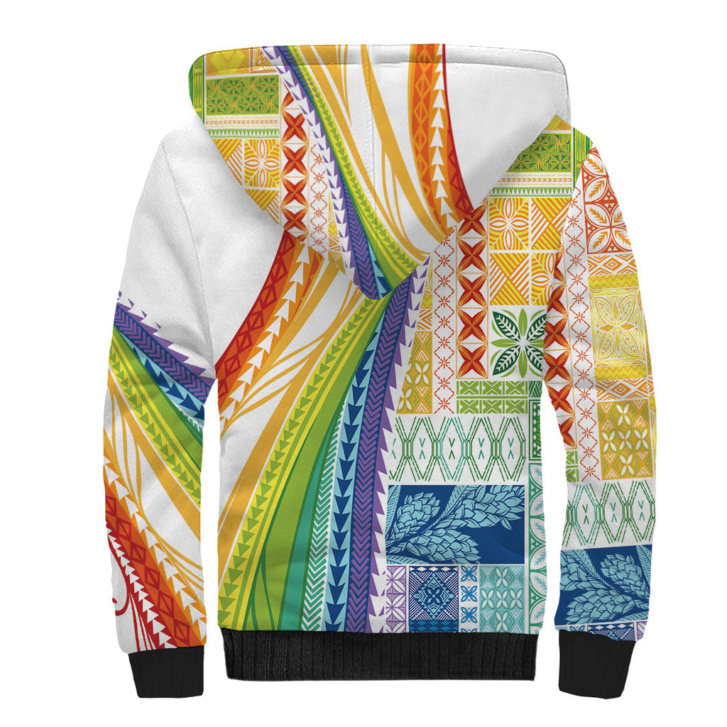 Pasifika Samoa Siapo Malu Tattoo Inspired Sherpa Hoodie Fa'afafine Rainbow Theme