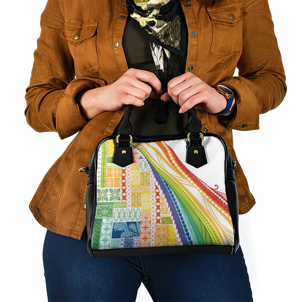 Pasifika Samoa Siapo Malu Tattoo Inspired Shoulder Handbag Fa'afafine Rainbow Theme