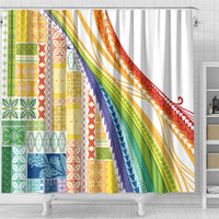 Pasifika Samoa Siapo Malu Tattoo Inspired Shower Curtain Fa'afafine Rainbow Theme