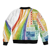 Pasifika Samoa Siapo Malu Tattoo Inspired Sleeve Zip Bomber Jacket Fa'afafine Rainbow Theme
