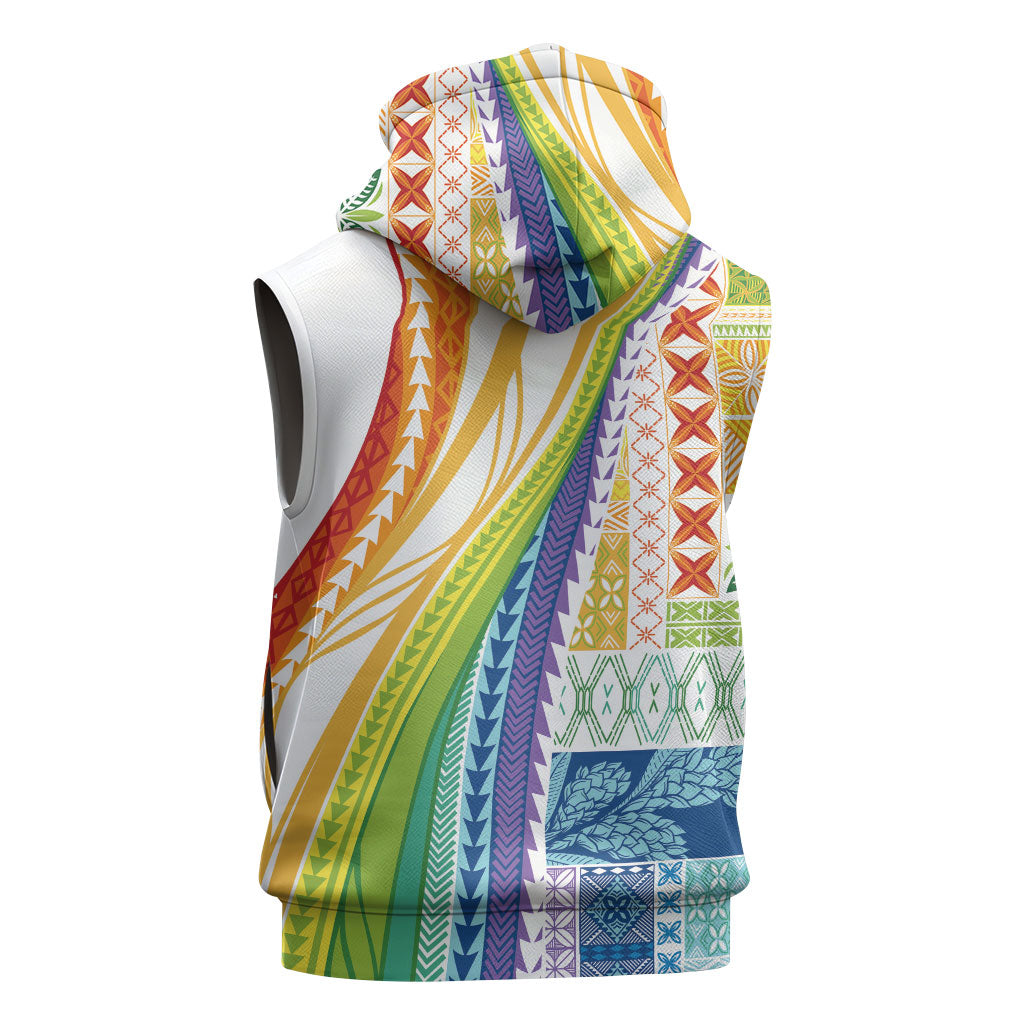 Pasifika Samoa Siapo Malu Tattoo Inspired Sleeveless Hoodie Fa'afafine Rainbow Theme