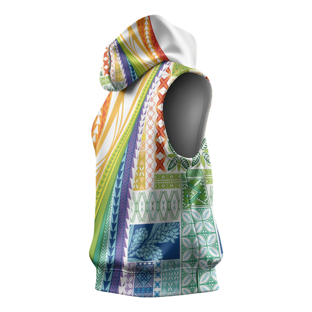 Pasifika Samoa Siapo Malu Tattoo Inspired Sleeveless Hoodie Fa'afafine Rainbow Theme