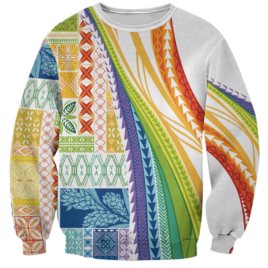Pasifika Samoa Siapo Malu Tattoo Inspired Sweatshirt Fa'afafine Rainbow Theme LT7 Unisex Multicolor - Polynesian Pride