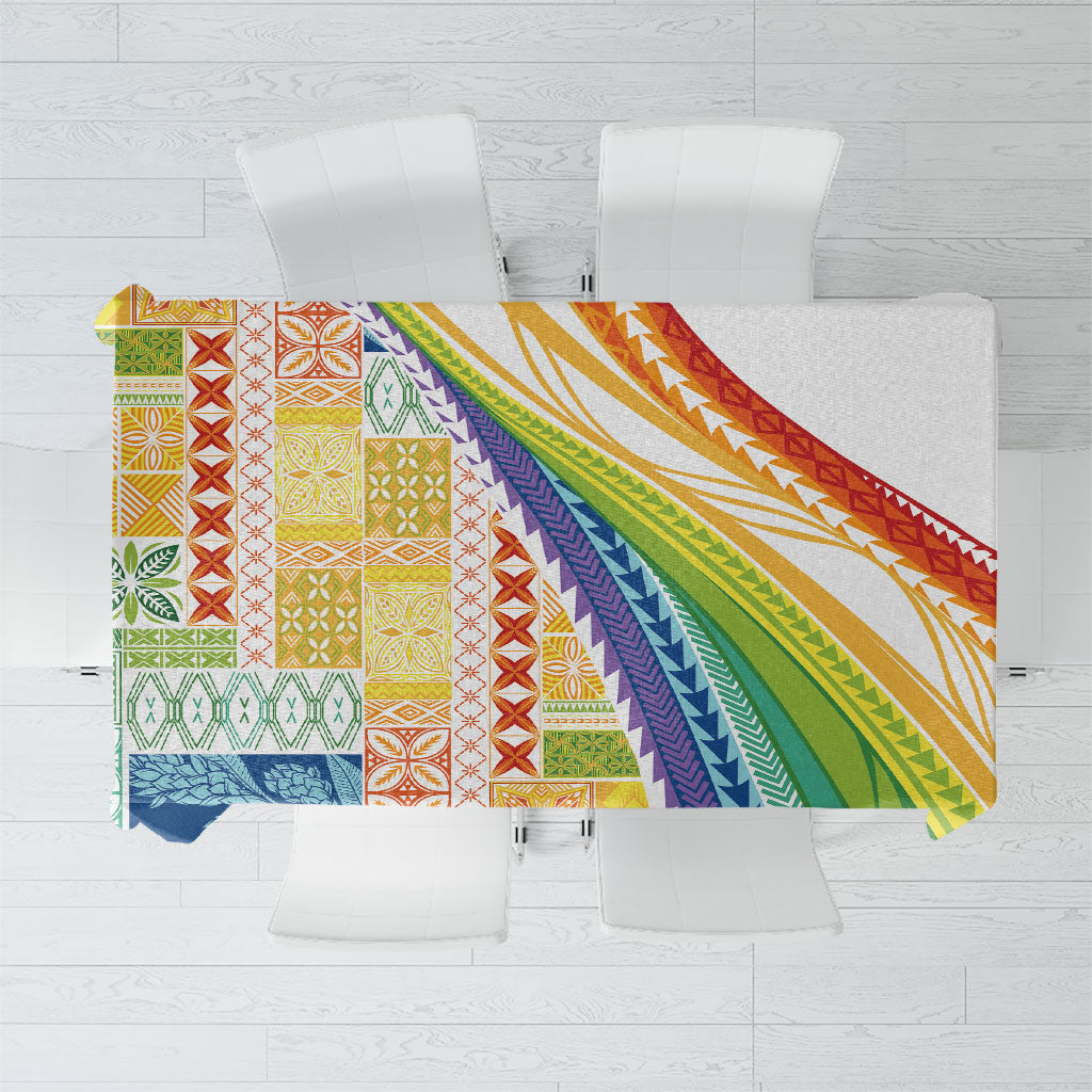 Pasifika Samoa Siapo Malu Tattoo Inspired Tablecloth Fa'afafine Rainbow Theme