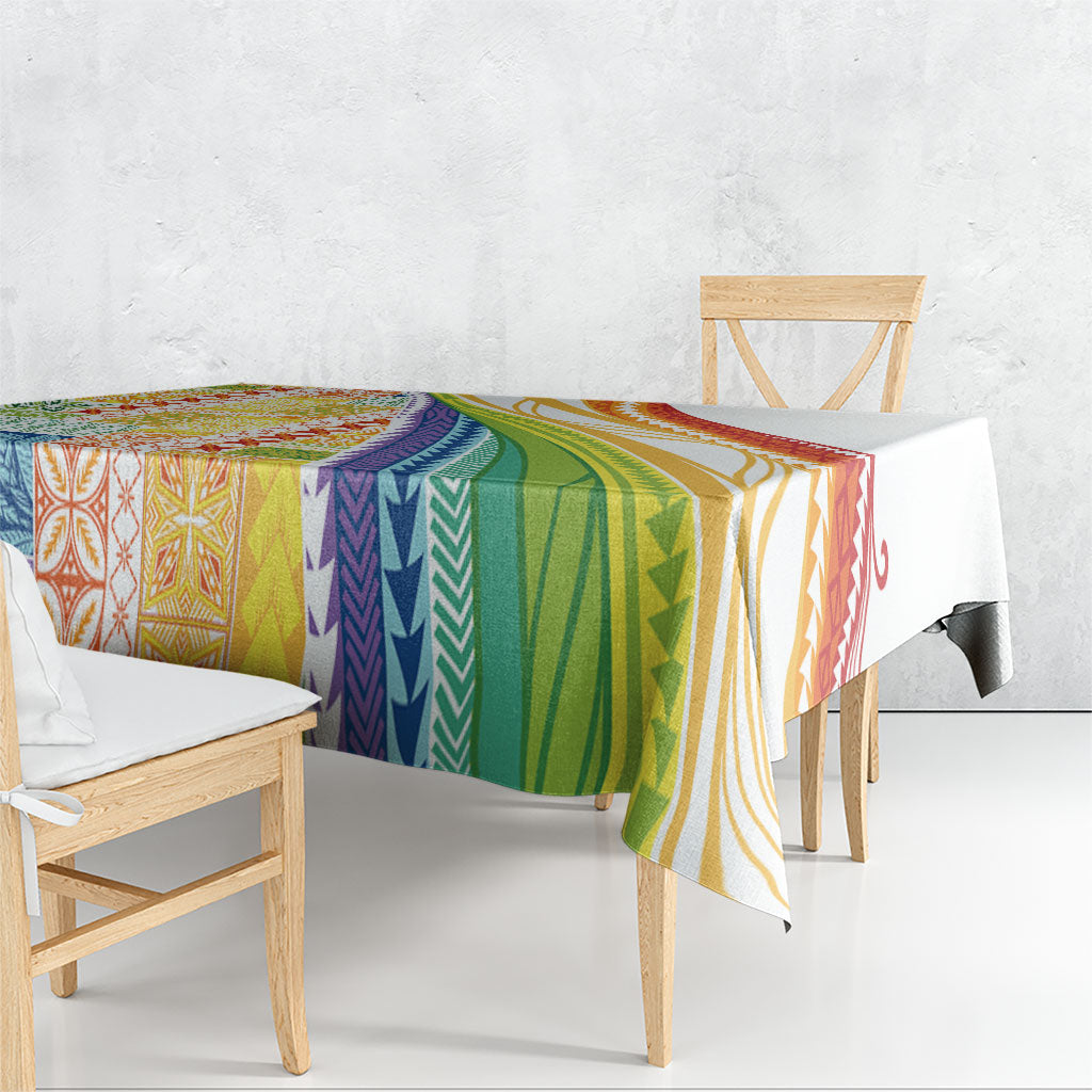 Pasifika Samoa Siapo Malu Tattoo Inspired Tablecloth Fa'afafine Rainbow Theme