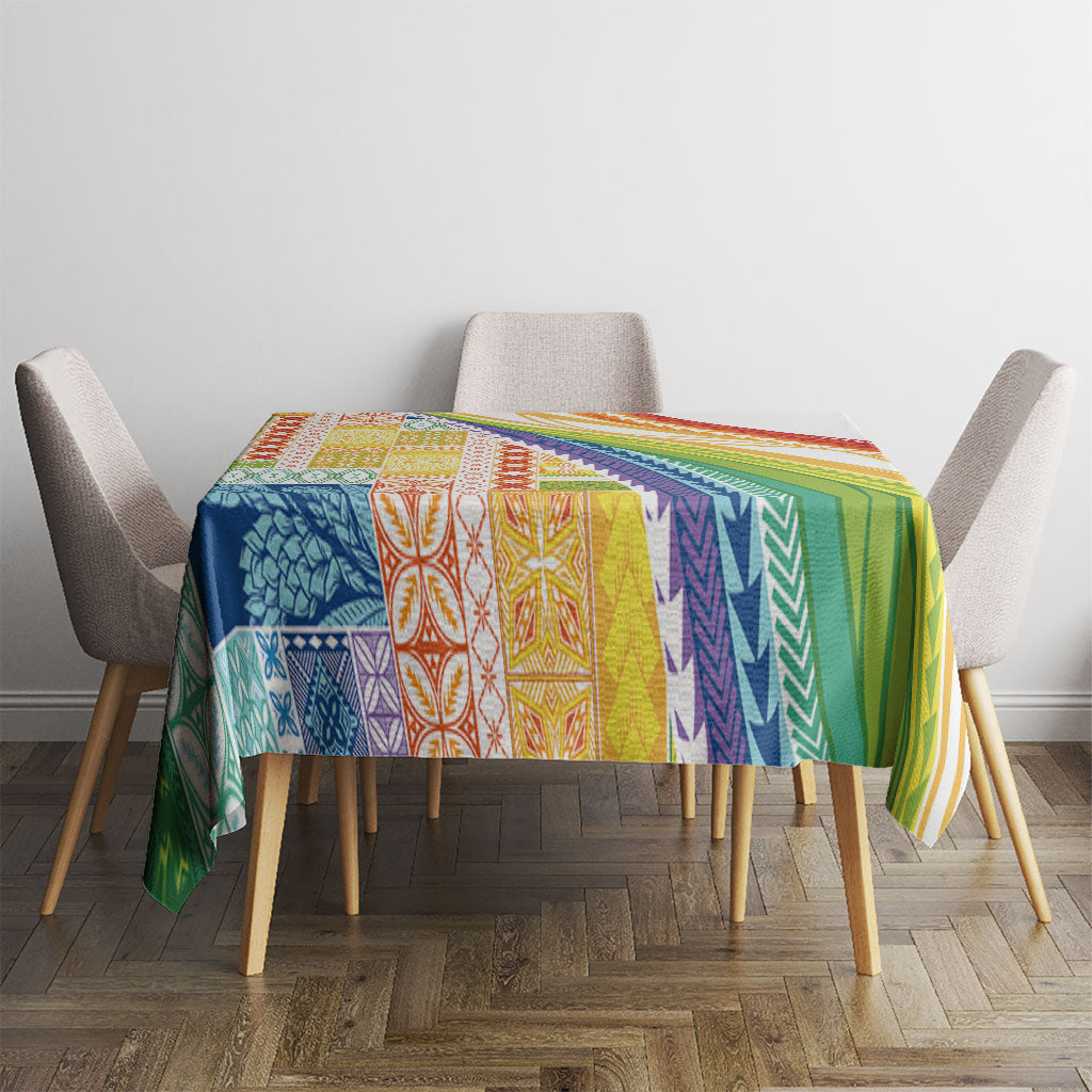 Pasifika Samoa Siapo Malu Tattoo Inspired Tablecloth Fa'afafine Rainbow Theme