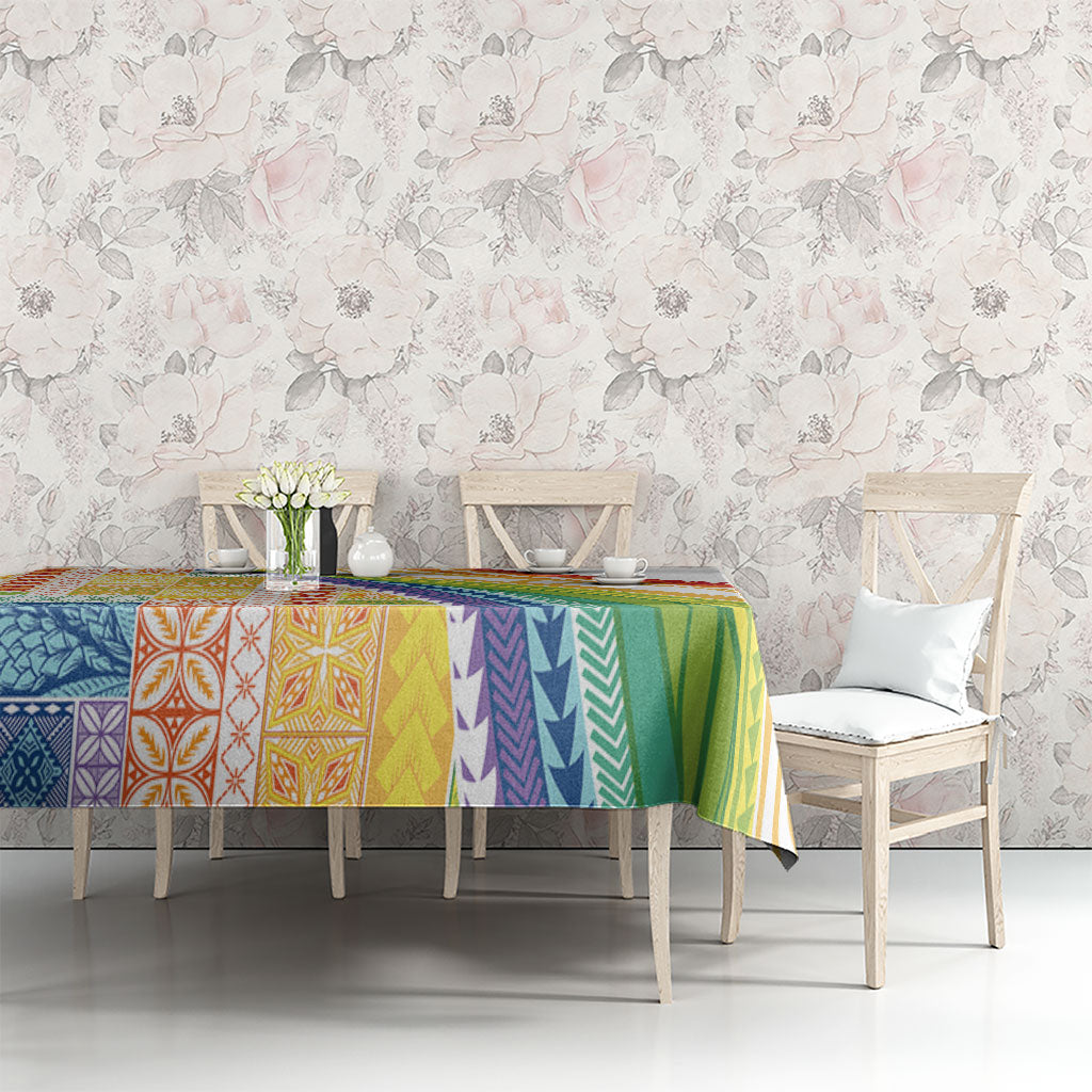 Pasifika Samoa Siapo Malu Tattoo Inspired Tablecloth Fa'afafine Rainbow Theme