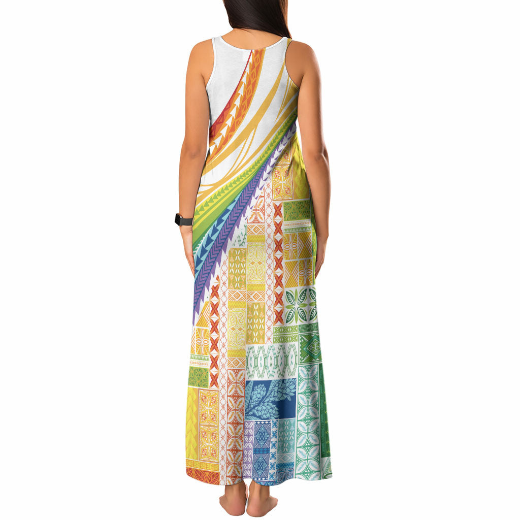 Pasifika Samoa Siapo Malu Tattoo Inspired Tank Maxi Dress Fa'afafine Rainbow Theme