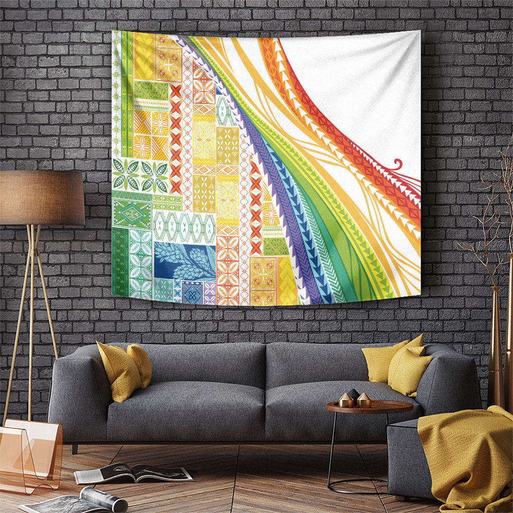 Pasifika Samoa Siapo Malu Tattoo Inspired Tapestry Fa'afafine Rainbow Theme