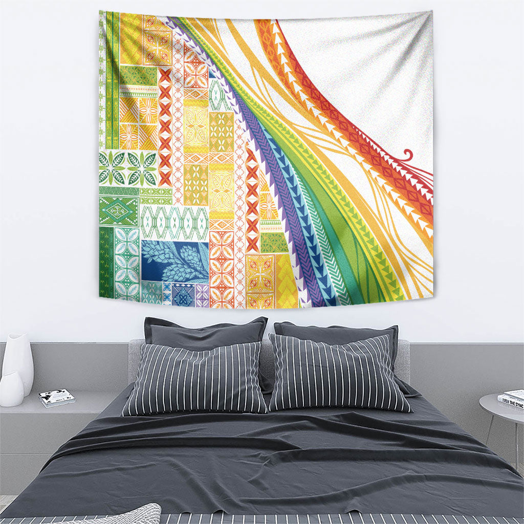 Pasifika Samoa Siapo Malu Tattoo Inspired Tapestry Fa'afafine Rainbow Theme