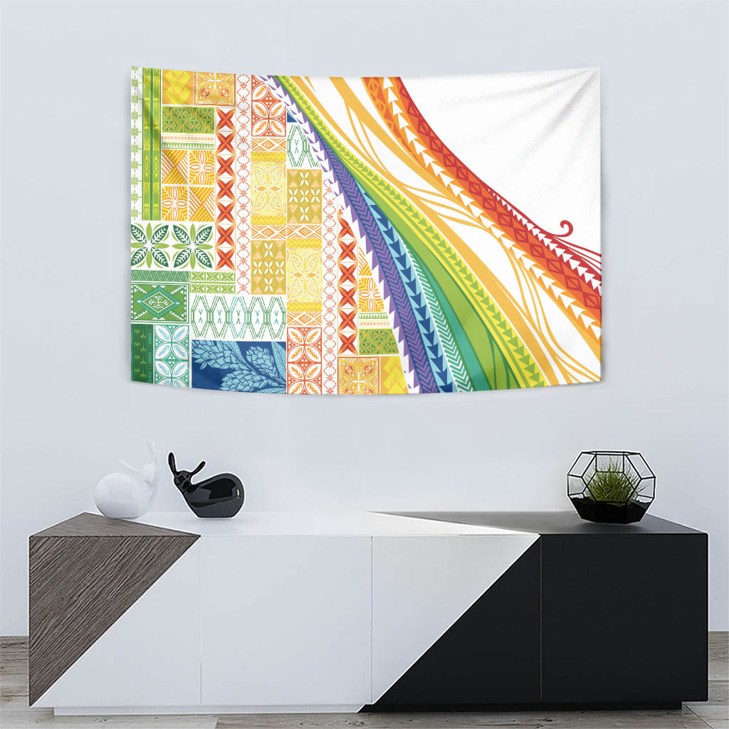 Pasifika Samoa Siapo Malu Tattoo Inspired Tapestry Fa'afafine Rainbow Theme