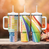 Pasifika Samoa Siapo Malu Tattoo Inspired Tumbler With Handle Fa'afafine Rainbow Theme